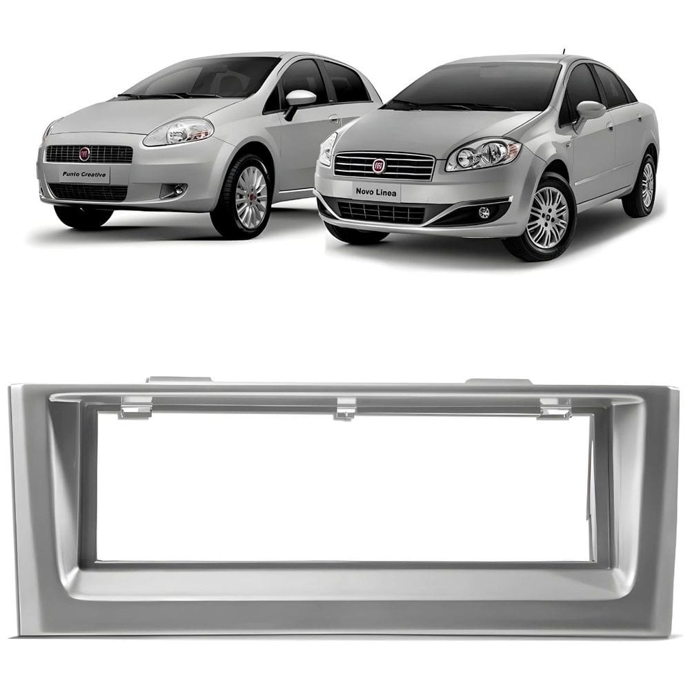 Moldura Painel 1 Din Som Rádio Punto Linea 2008 à 2012 Prata Autoplast Expex Epx085