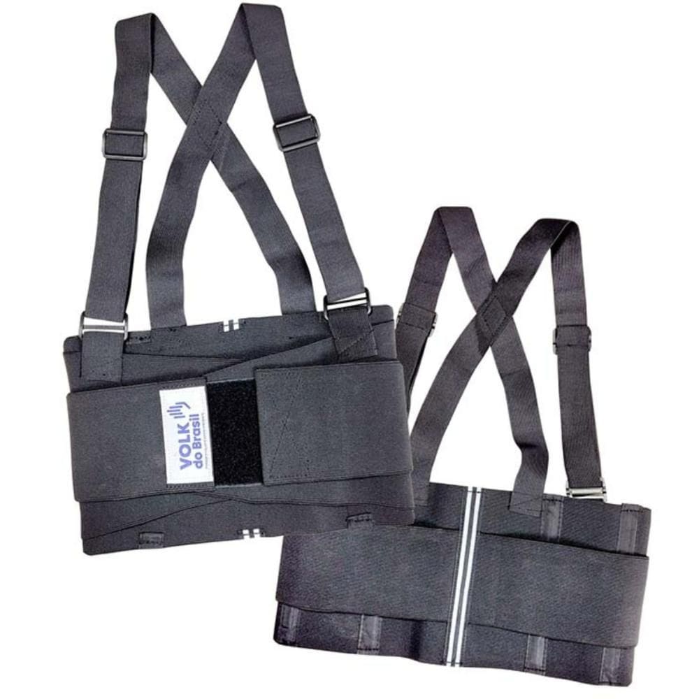 Cinta Ergonômica Abdominal Black Belt Reflex Com Faixa Refletiva EPI Proteção Lombar Volk