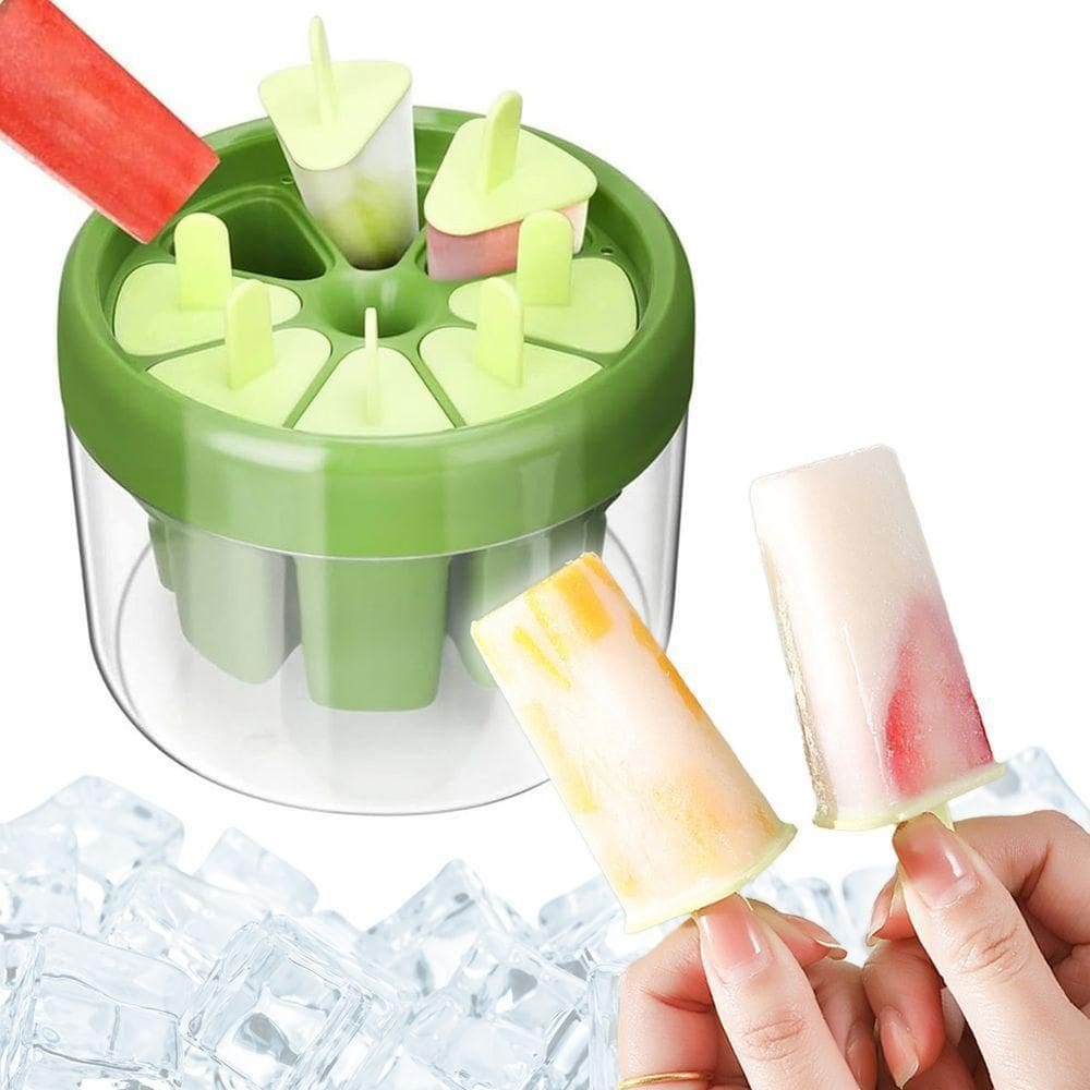 Forma Molde Fazer Picolé Sorvete 8 Palitos Reutilizável Verde - Crie Picolés Deliciosos E Saudáveis Em Casa