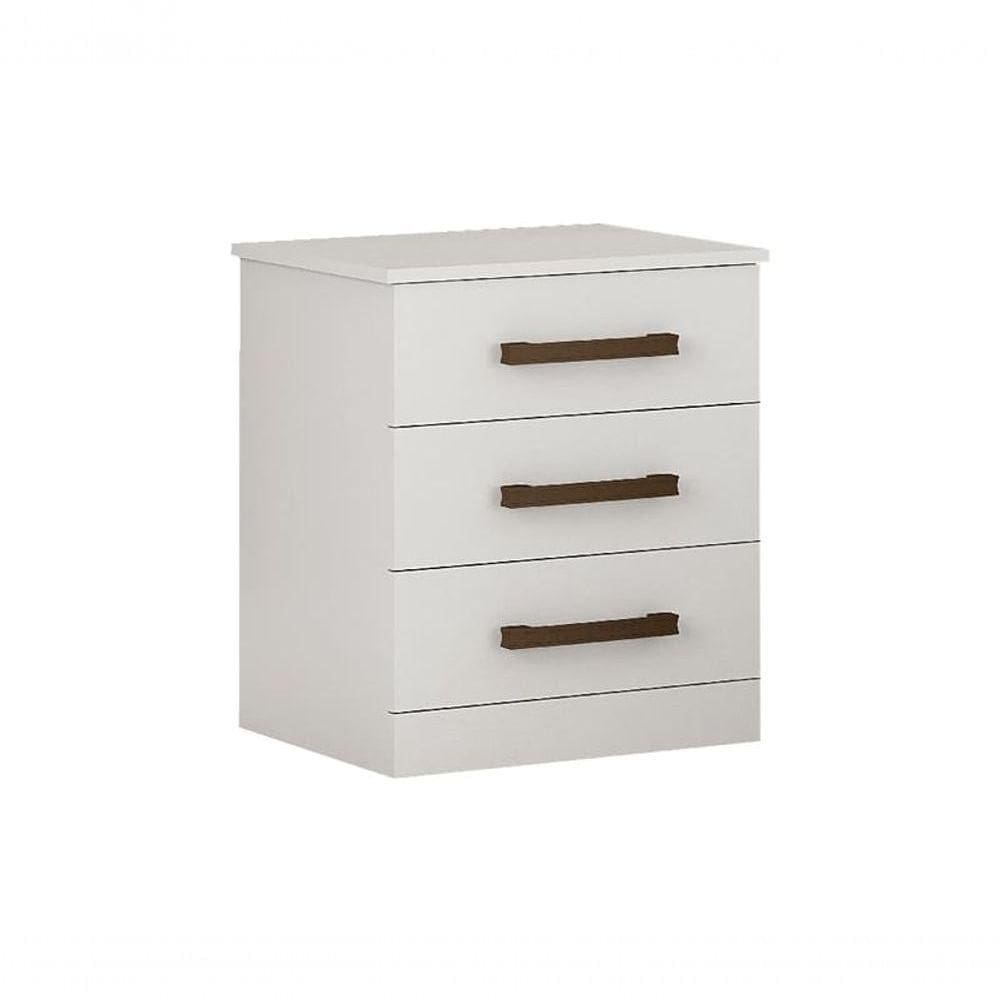 Mesa De Cabeceira Com 3 Gavetas - Rubi-branco -leifer Móveis