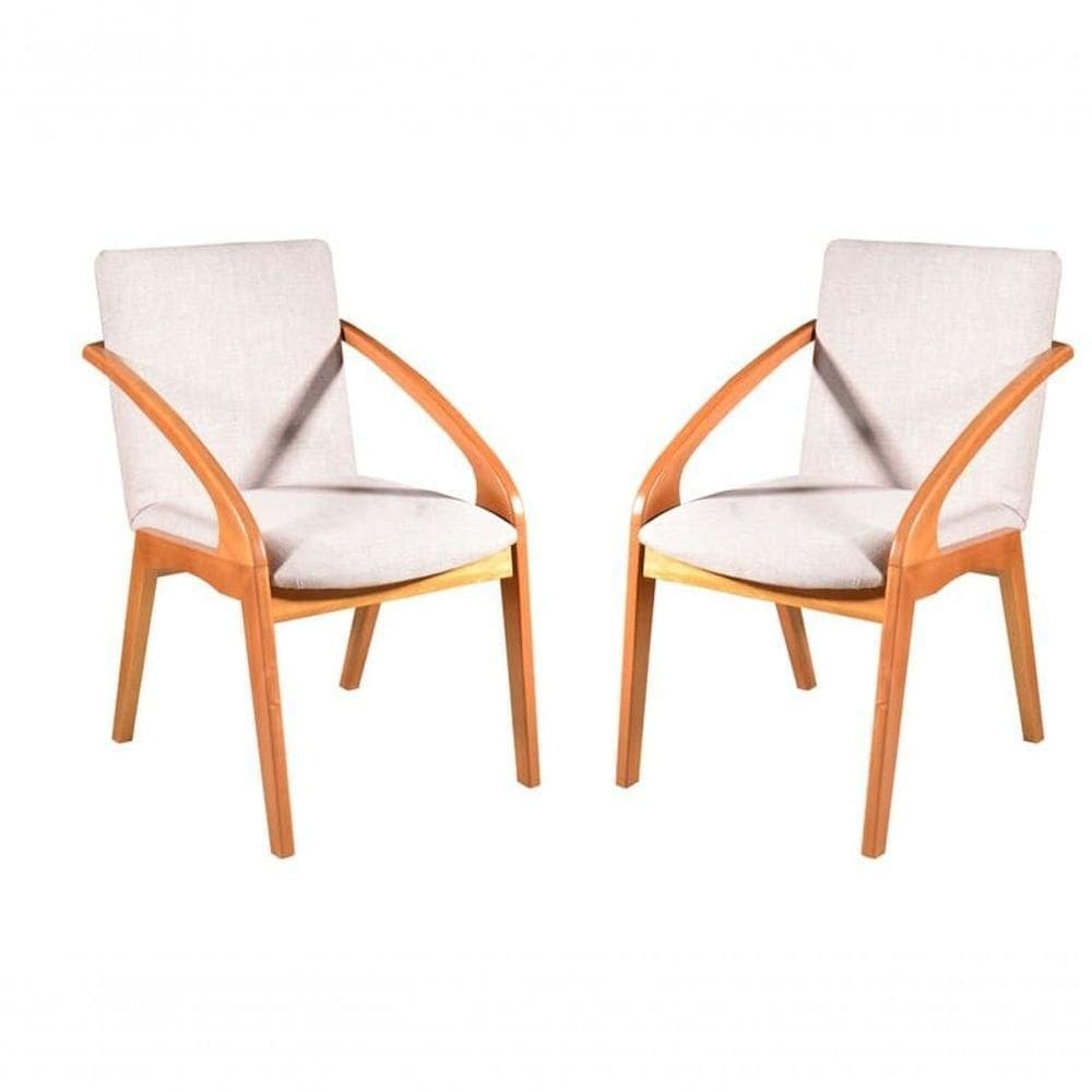 Cadeiras Madeira Maciça Estofada Com Braço Orquídea Harmonia