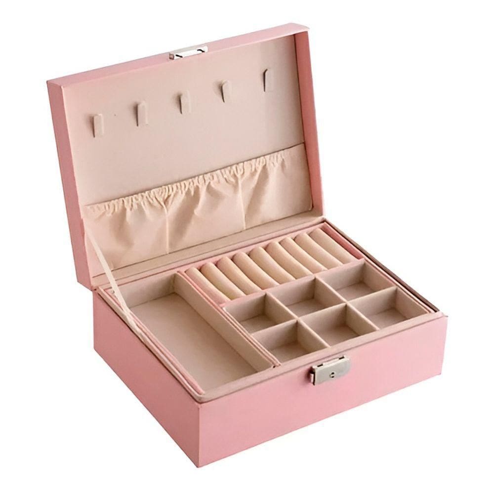 Maleta Porta Joia Organizadora Caixa Fechadura Elegante branco