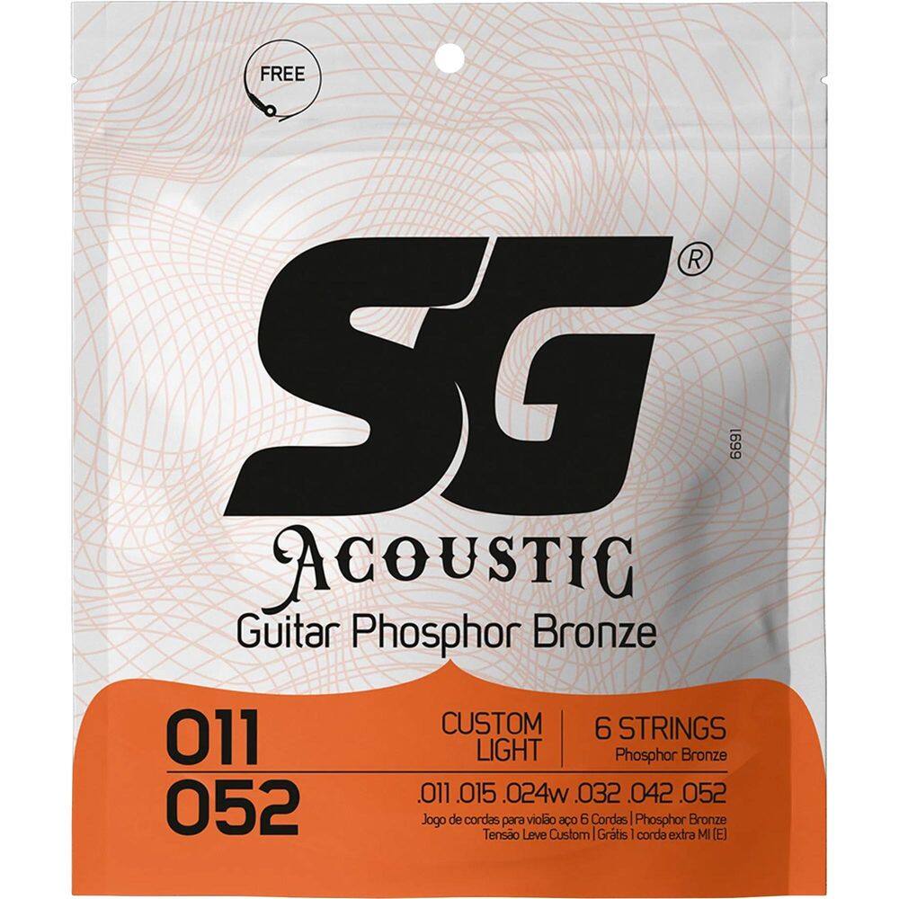 Encordoamento Violão Aço 011 Sg Phosphor Bronze Custom Light