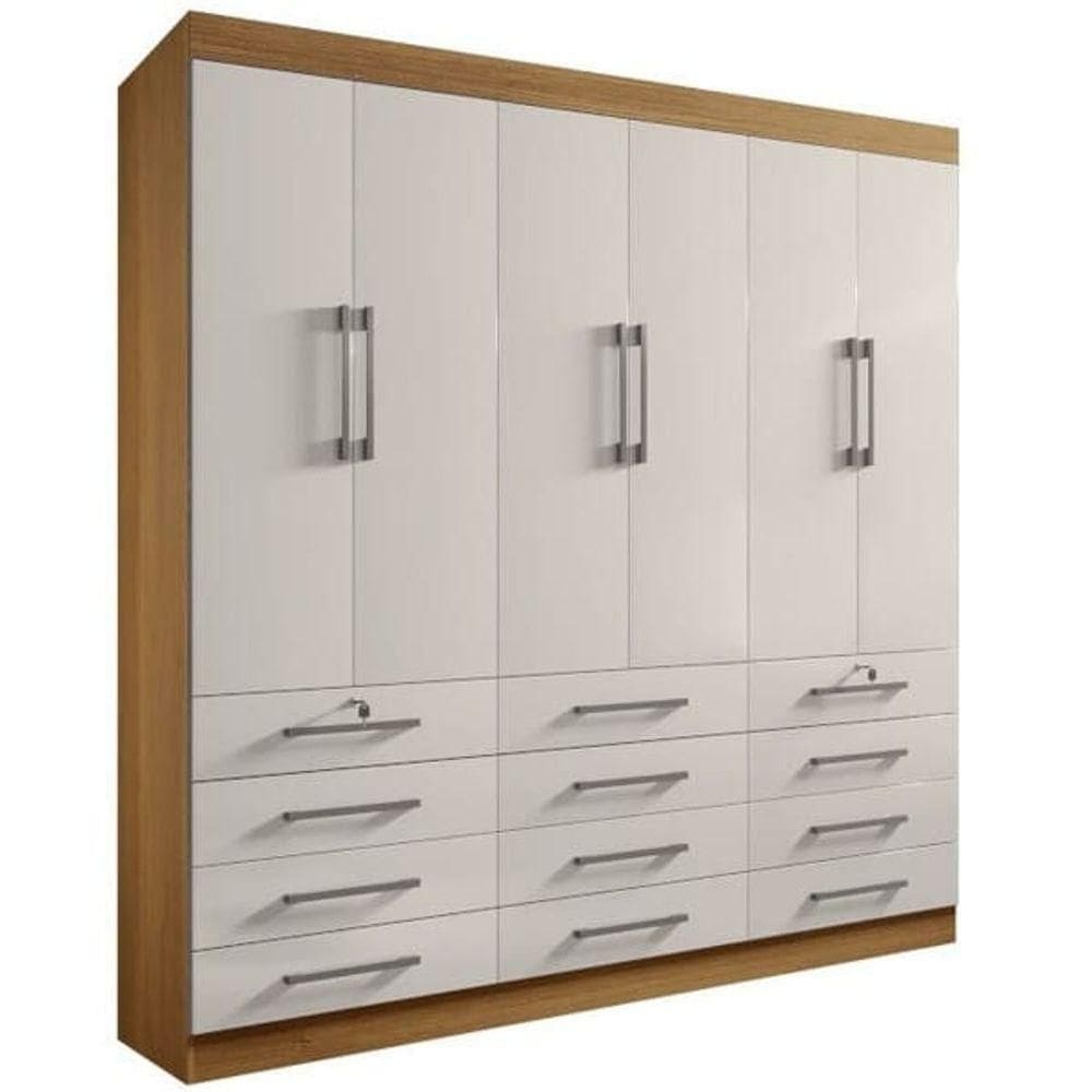 Guarda Roupa Casal 6 Portas 12 Gav Mônaco-cina-off - D`doro
