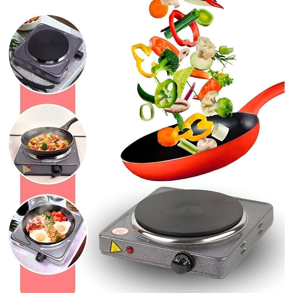 Fogão Cooktop Elétrico Portátil 1 Boca 1000w - Ideal Para Viagens, Camping E Cozinha