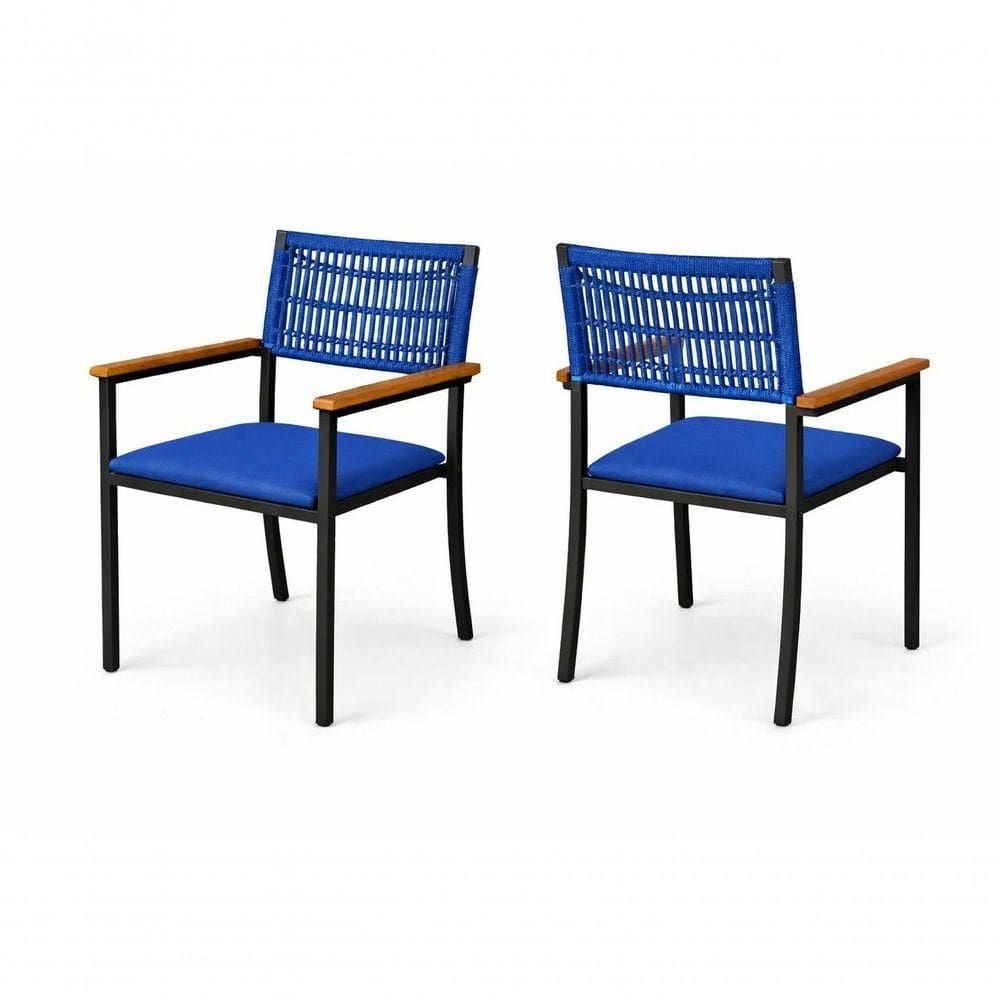 Kit 2 Cadeiras Externa Náutica Com Braço Trama Pto Az Solare