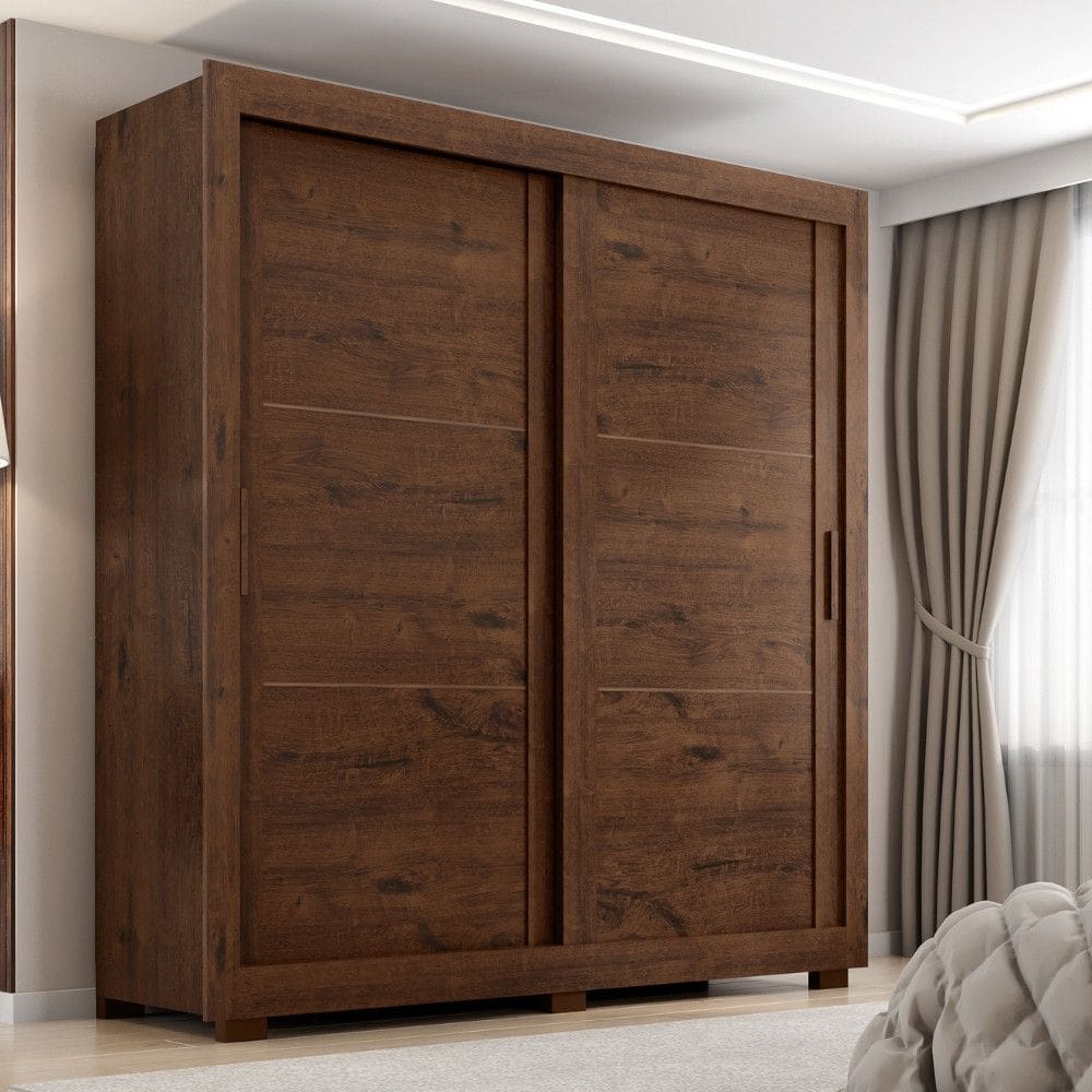 Guarda Roupa Casal com Pes 2 Portas de Correr Titanium Zanzini