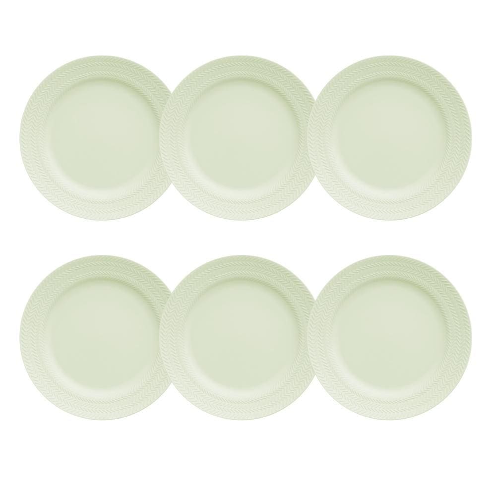 Kit 06 Prato Raso Verde Menta Chevron Germer Porcelanas