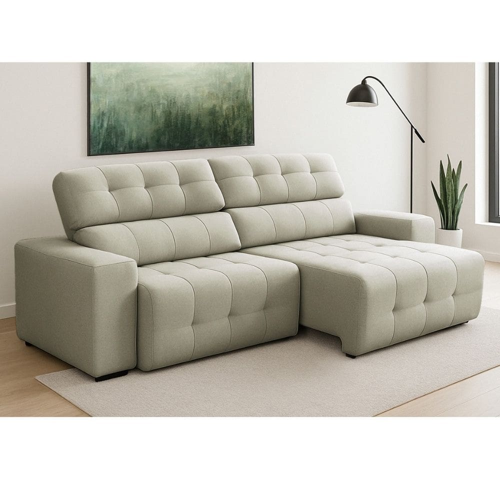 Sofa 4 Lugares Retratil Reclinavel 250cm Linho Atualle Ferguile