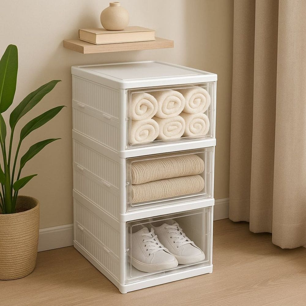 Organizador de Sapatos e Roupas Multiuso Empilhável Slim - 3 Andares