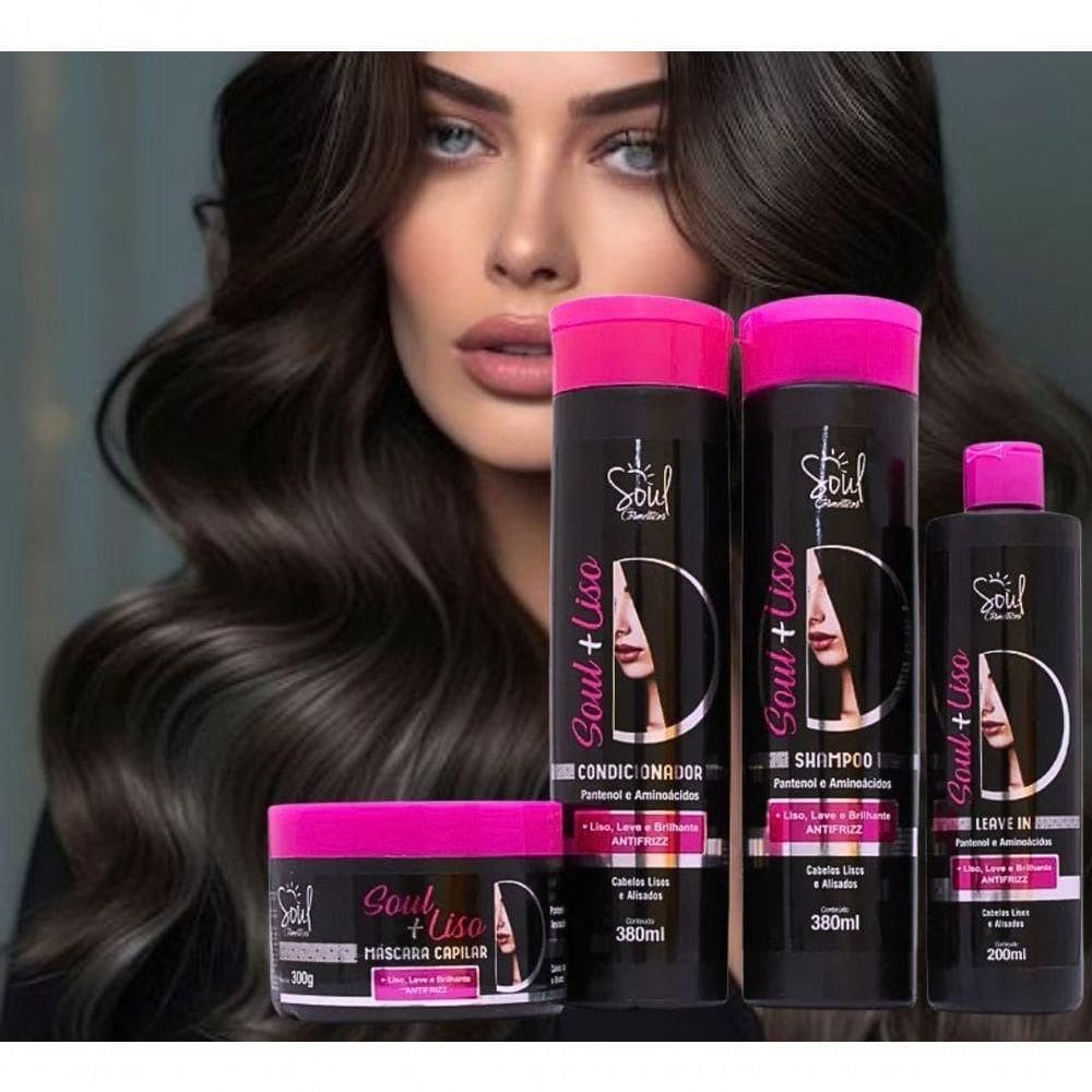 Kit Soul + Liso Garantido Com Shampoo, Condicionador, Máscara Capilar E Leave-in