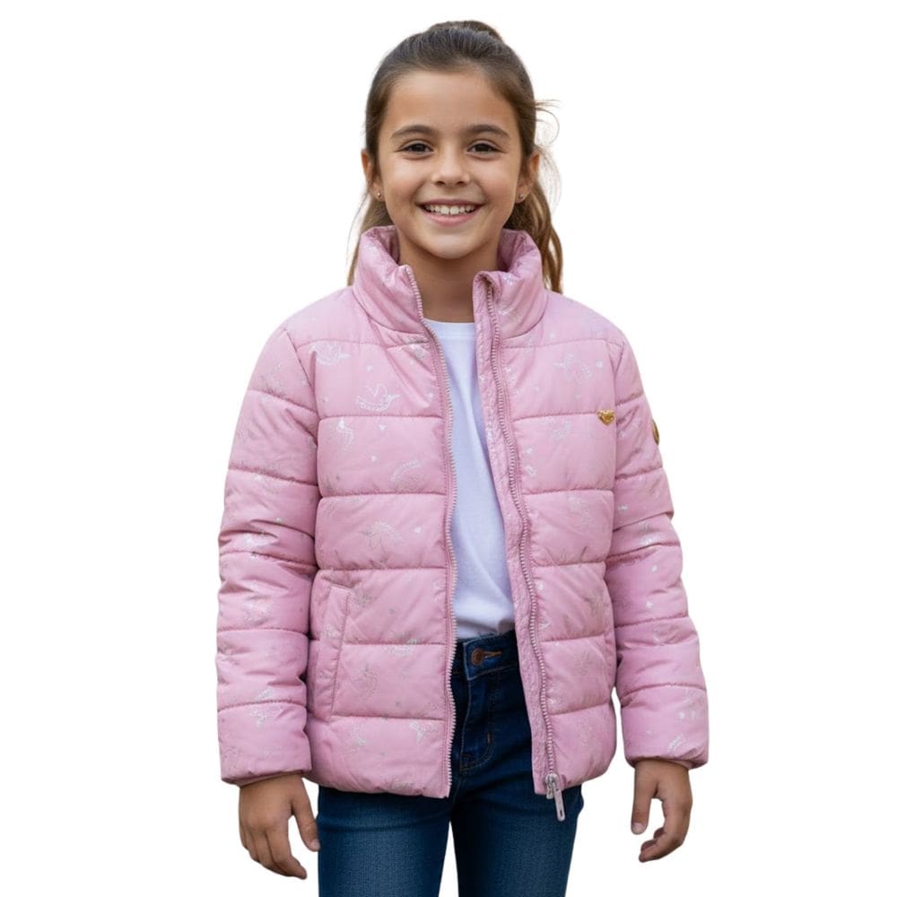 Jaqueta Puffer Infantil Meninas Acolchoada Com Gola Luxo