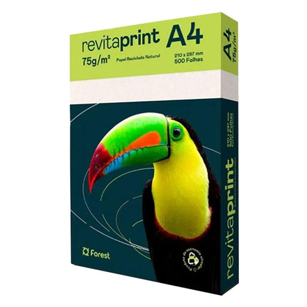 Papel Sulfite A4 75g 500 Folhas Reciclado Natural New - Revita Print