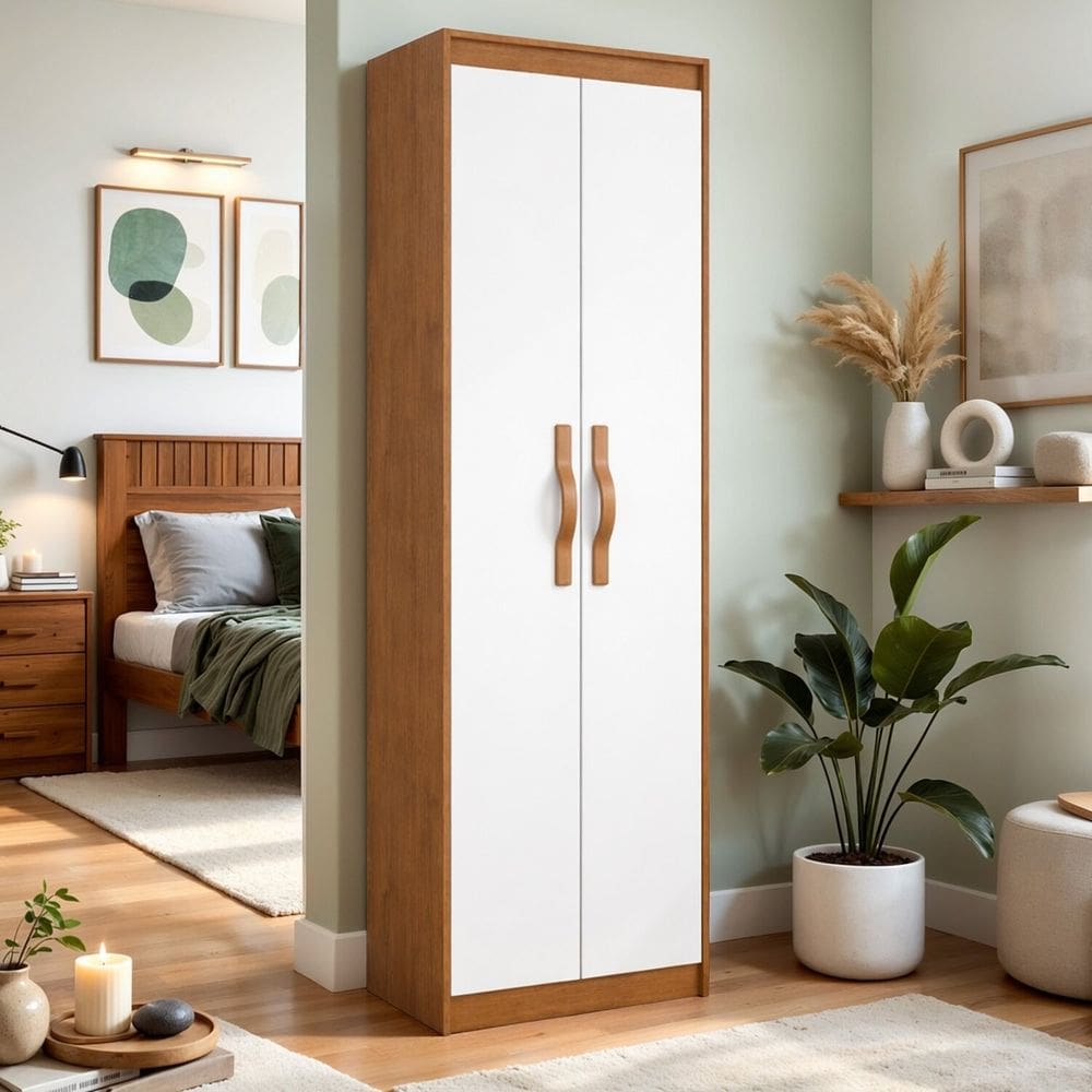 Armário Sapateira Multiuso com 5 Prateleiras e Puxador Softfeel Bliss Amendo Clean/Branco