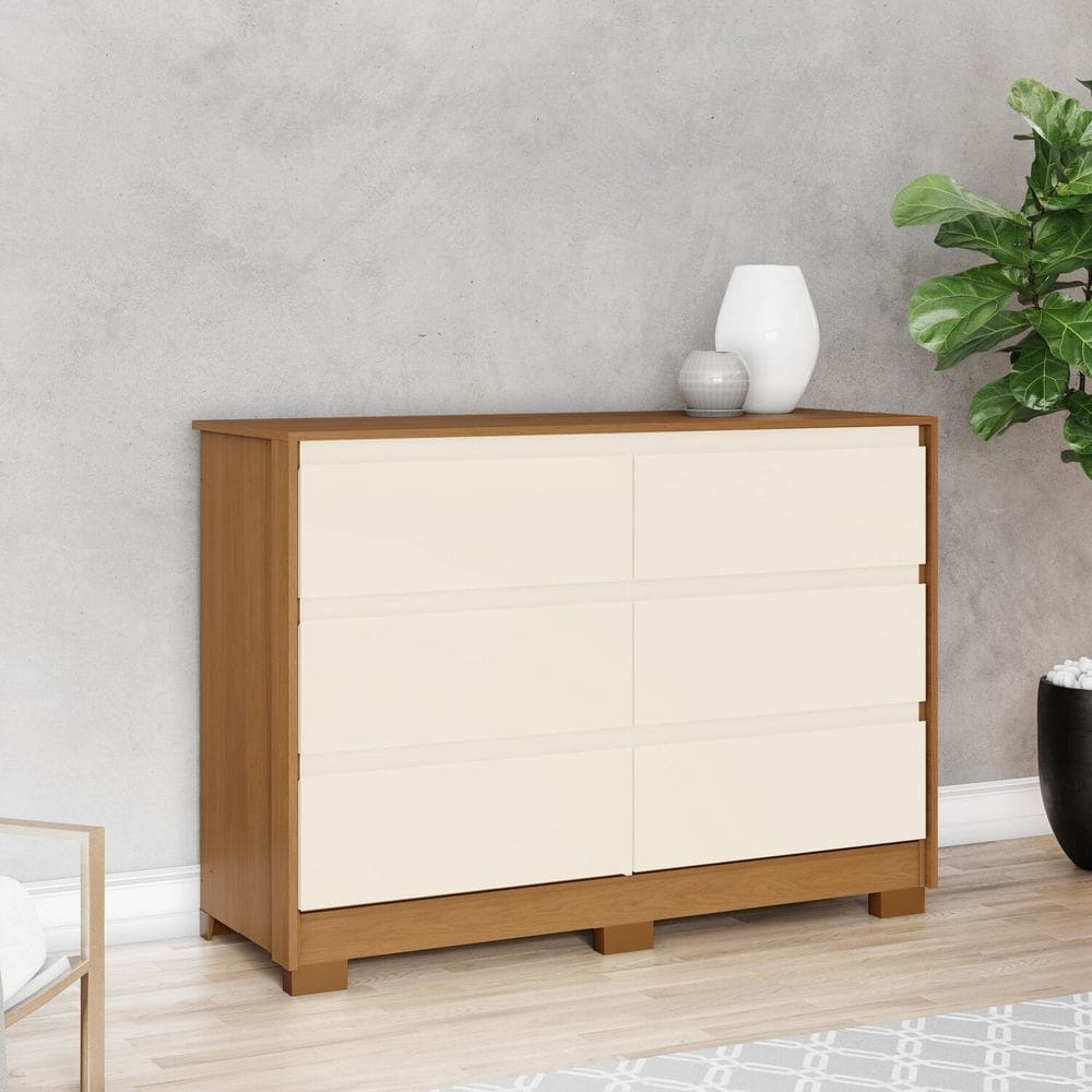 Cômoda para Quarto 6 Gavetas Ravenna Cinamomo/Off White