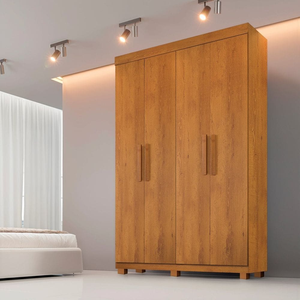 Guarda-roupa 4 Portas 3 Gavetas Mdf Parma Cinamomo