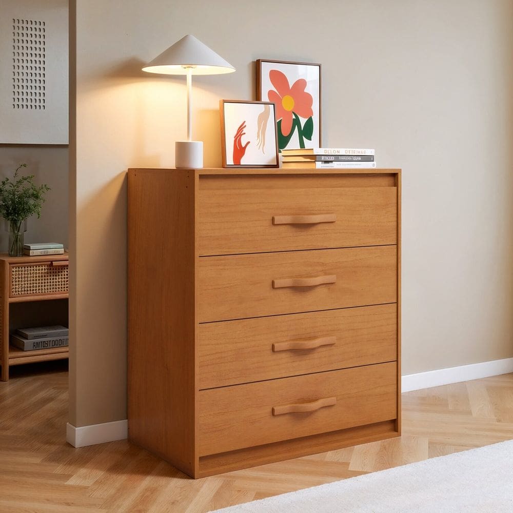 Cômoda 4 Gavetas Puxador Softfeel Suavitá Amêndoa Clean