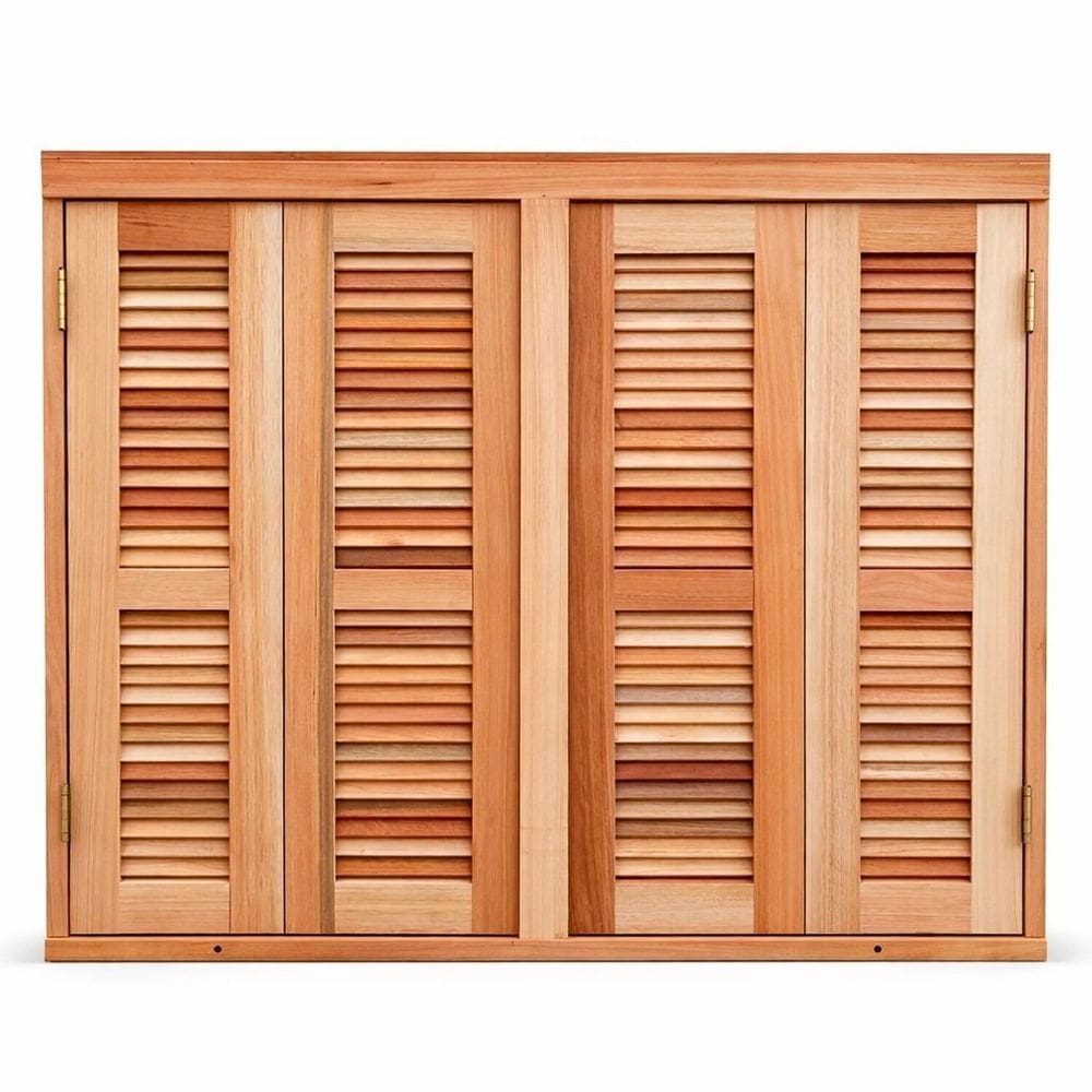 Janela com Veneziana Pantográfica Eucalipto 140x100cm Premium Natural