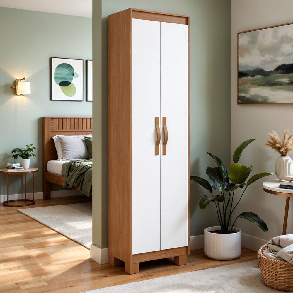 Armário Sapateira Multiuso com 5 Prateleiras Puxador Softfeel e Pés Bliss Amendo Clean/Branco