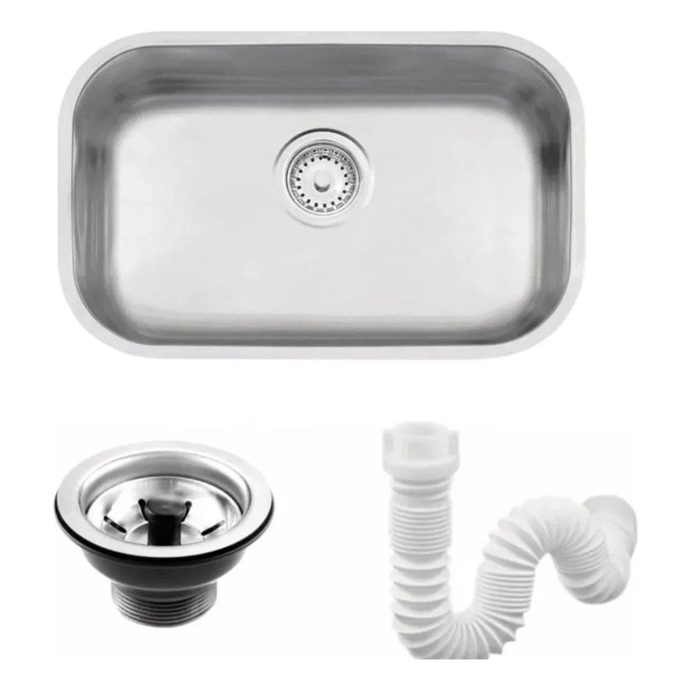 Cuba de Cozinha Aço Inox 304 Acetinado 47x30x17cm com Válvula Ralo Acetinada