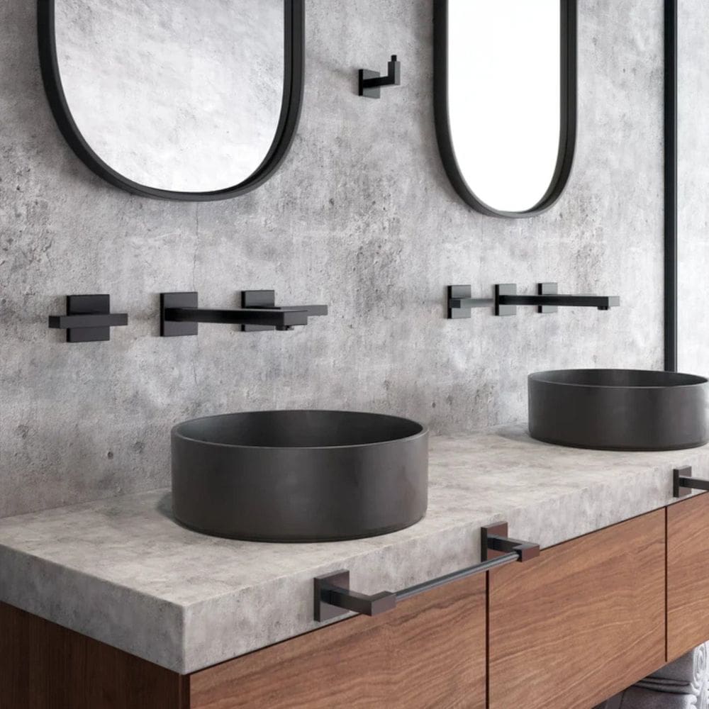 Cuba Redonda Cerâmica 40,5x11,5cm para Banheiro de Apoio Preto