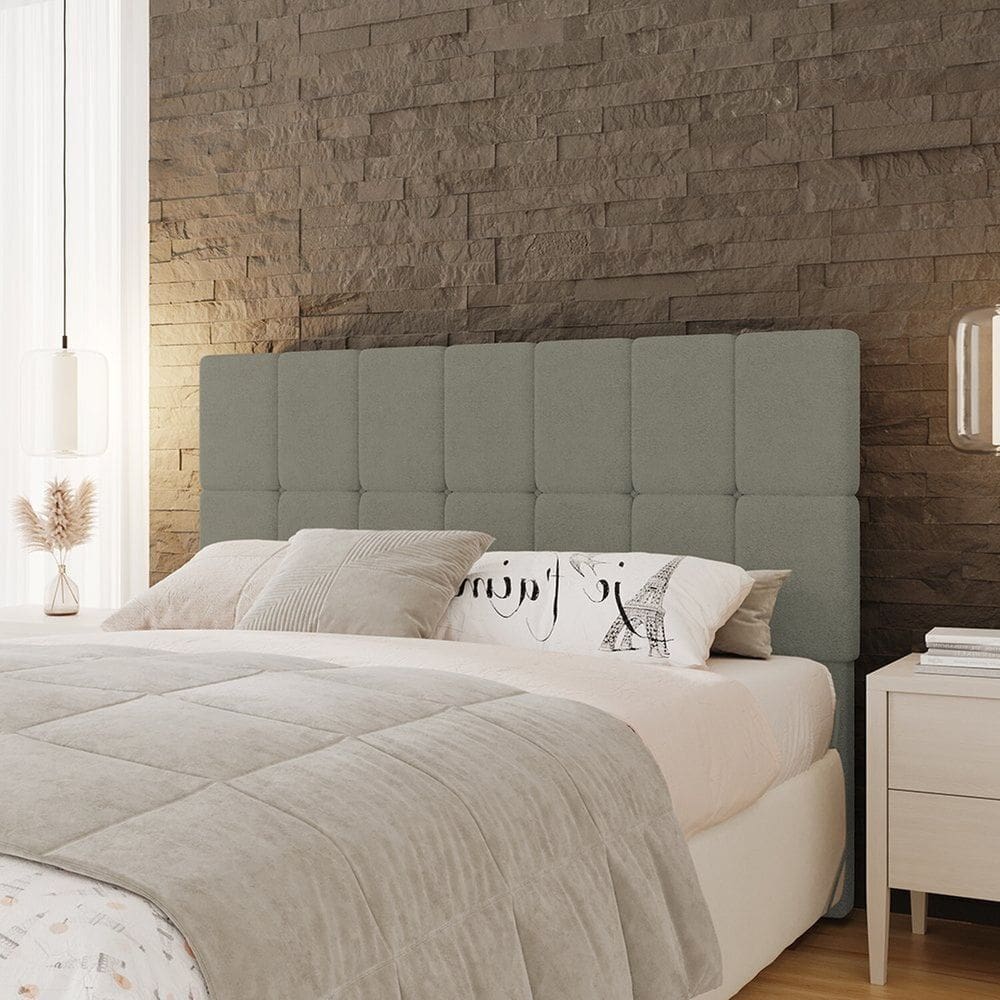 Cabeceira Queen 162cm Bouclé Estofada Design Moderno para Quarto Linea Verde