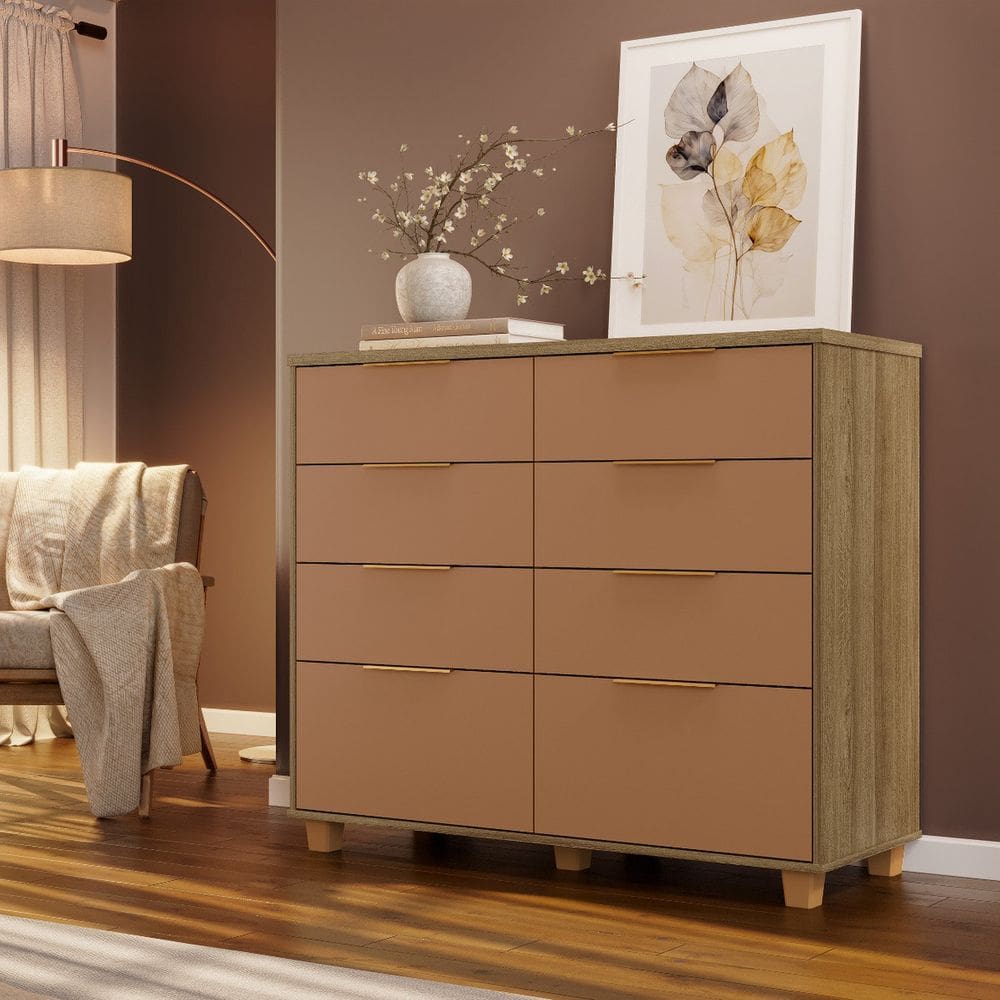 Cômoda Dubai Intense 8 Gavetas Marrom/Camarim