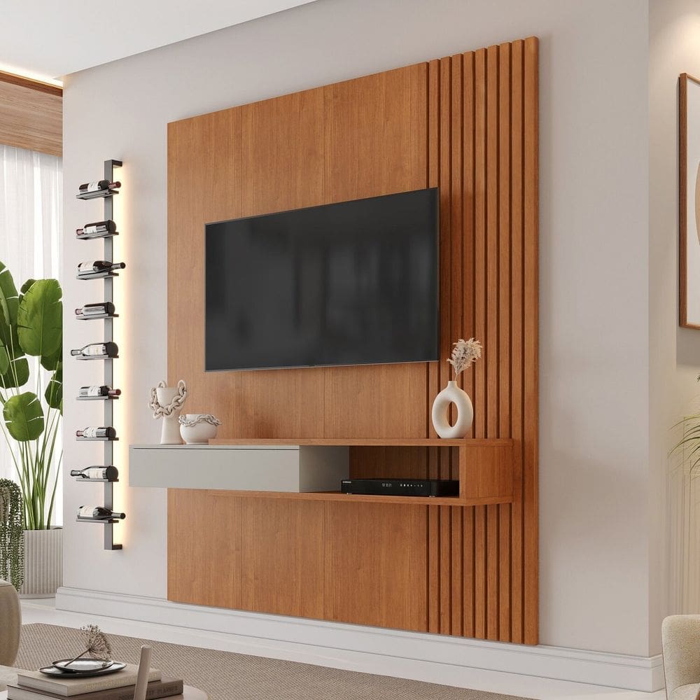 Painel para Tv de até 65 Polegadas em Mdf com Led 182cm Impérium Naturale/Off White