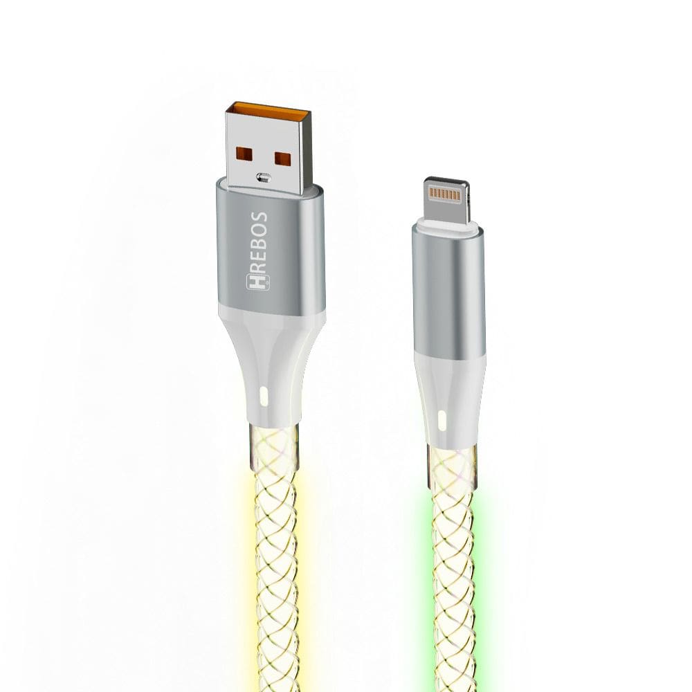 Cabo Turbo Hrebos Cb-507i Neon Rgb Usb Para Lightng 1m