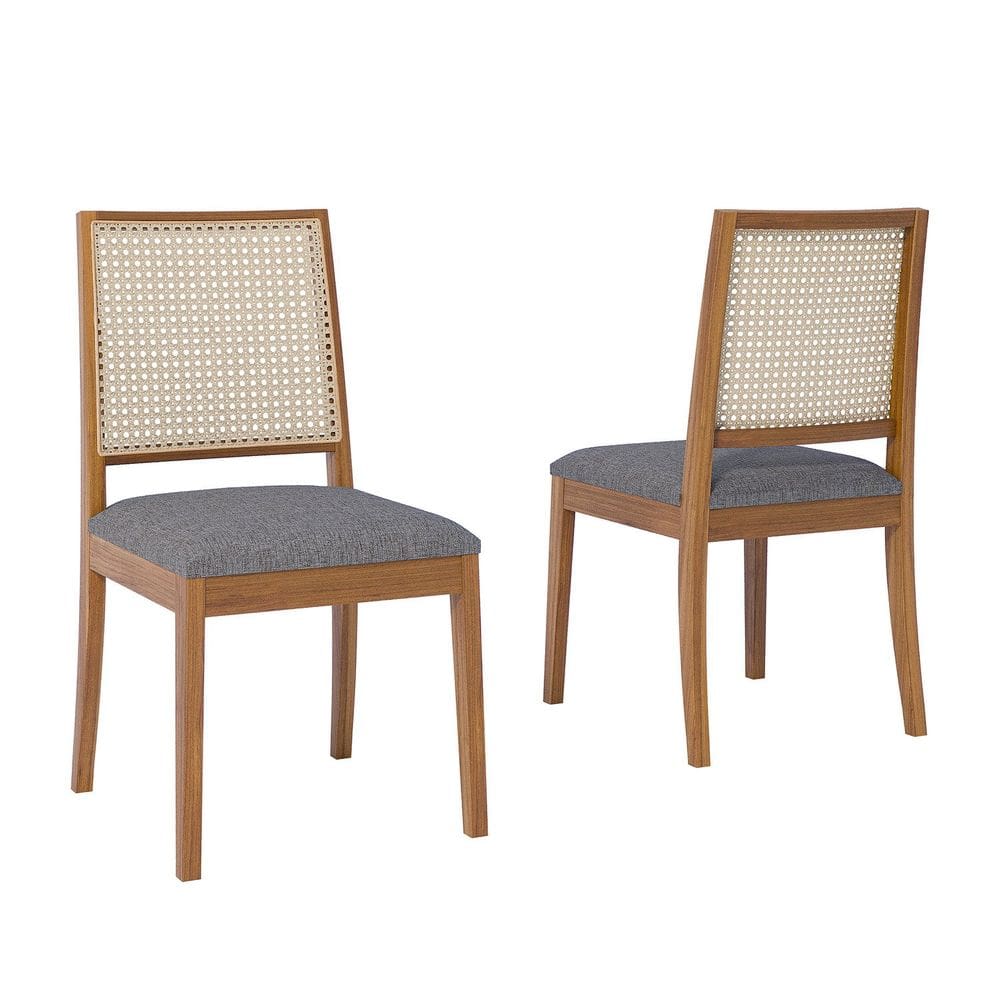 Conjunto 2 Cadeiras para Sala de Jantar em Madeira Tauari Carambola MADEIRA/LINHO GRAFITE