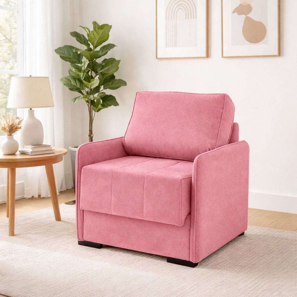 Sofá Cama Solteiro Isis em Tecido Veludo com Espuma D28 100cm Veludo Rosa
