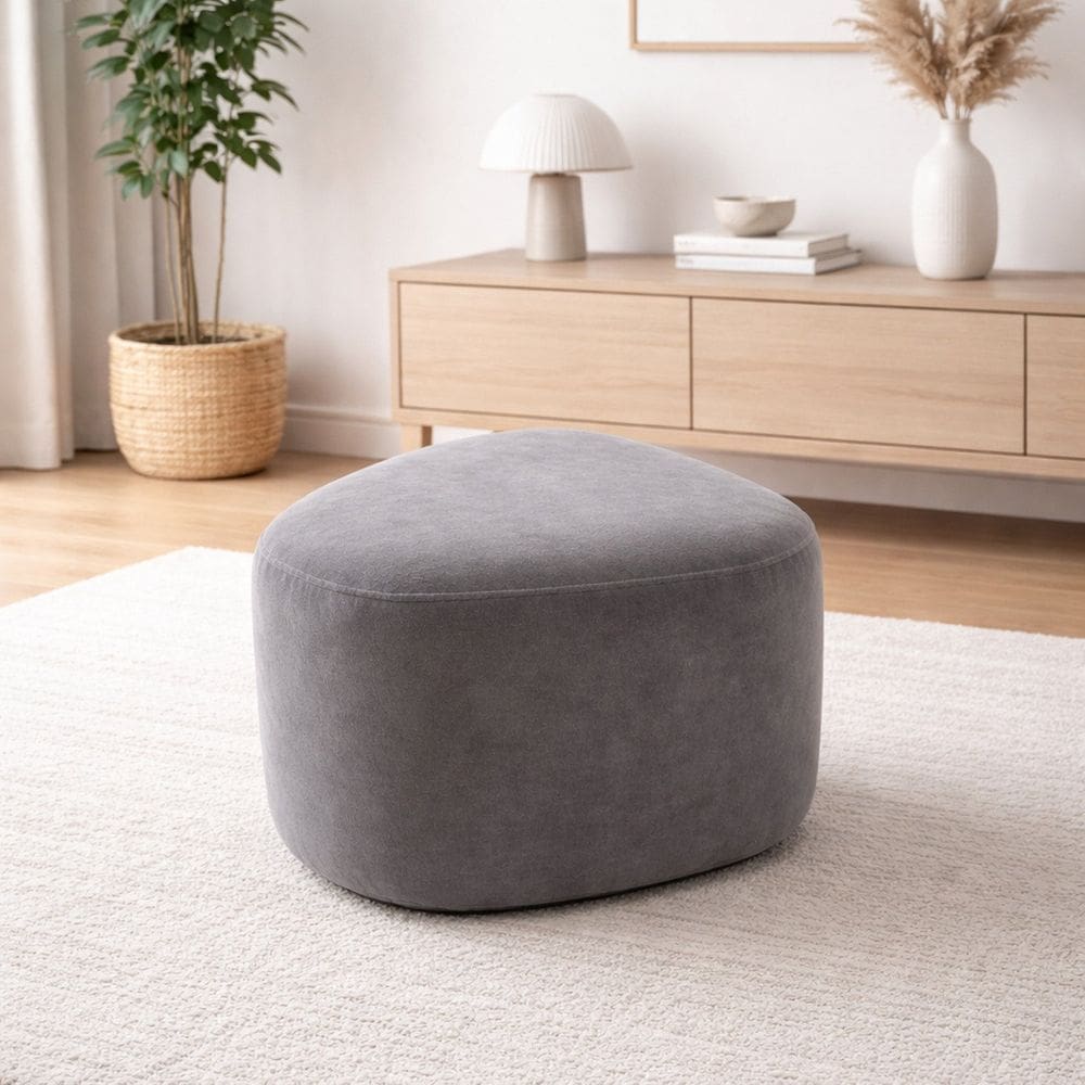 Puff Orgânico Ana 80 Cm Veludo Cinza