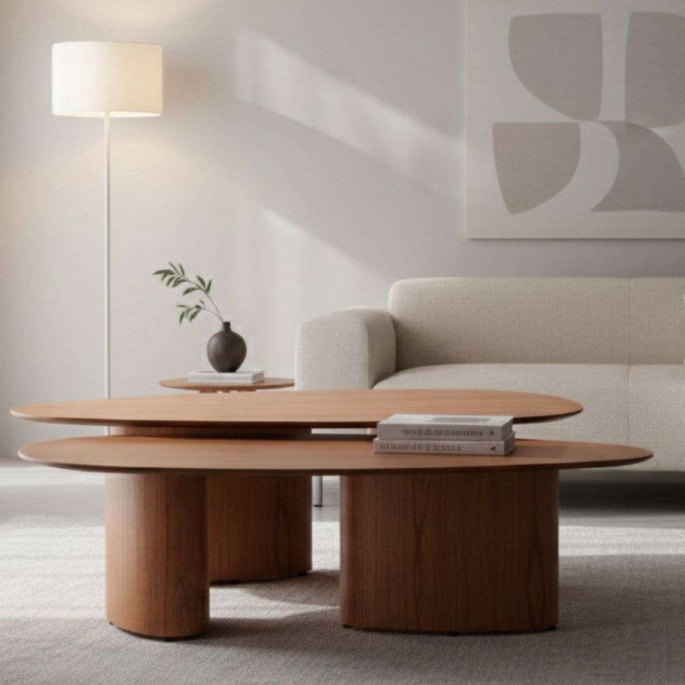 Kit Mesa de Centro Laminada Design Orgânico Ecos Marrom