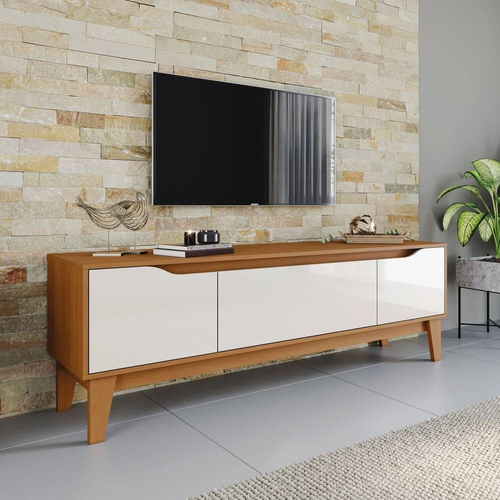 Rack para Tv 160cm 03 Portas Veneto Cinamomo/Off White