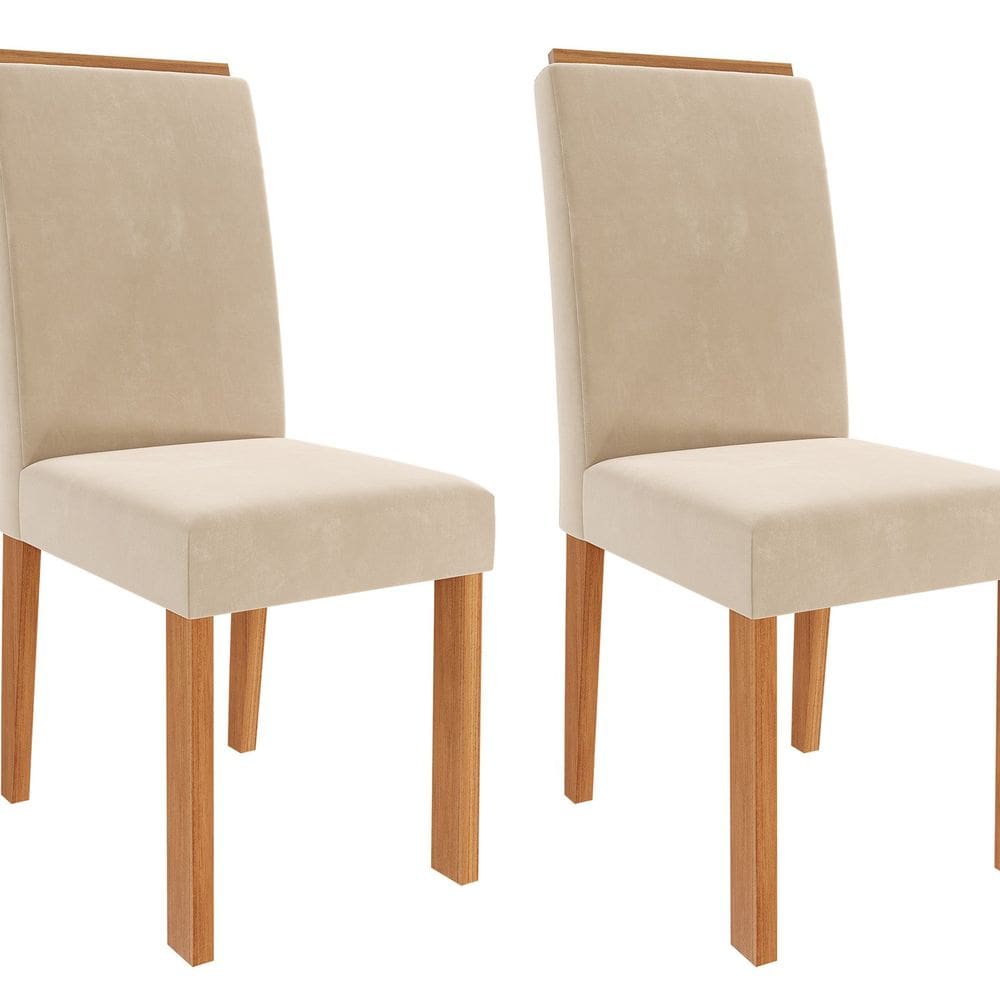 Jogo 2 Cadeiras para Sala de Jantar Júlia Cinamomo/Nude