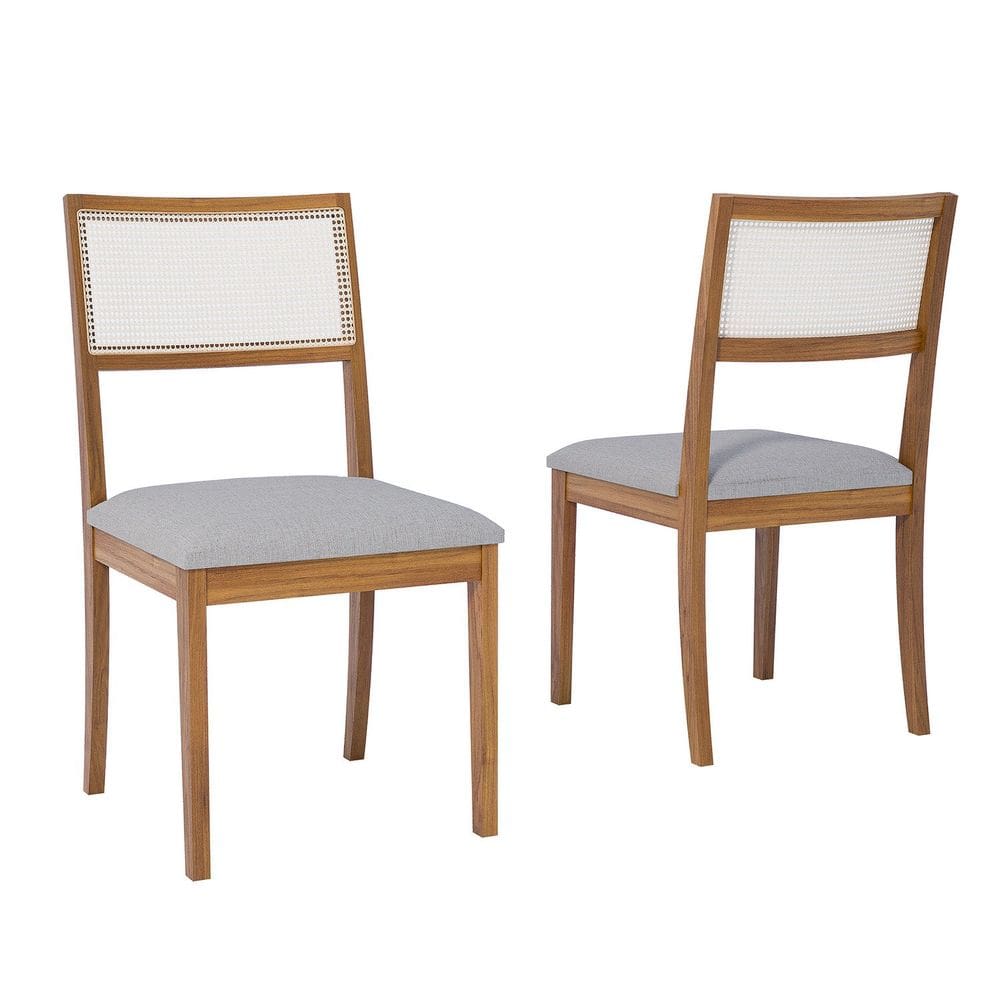 Conjunto 2 Cadeiras para Sala de Jantar em Madeira Tauari Pequi MADEIRA/LINHO CINZA
