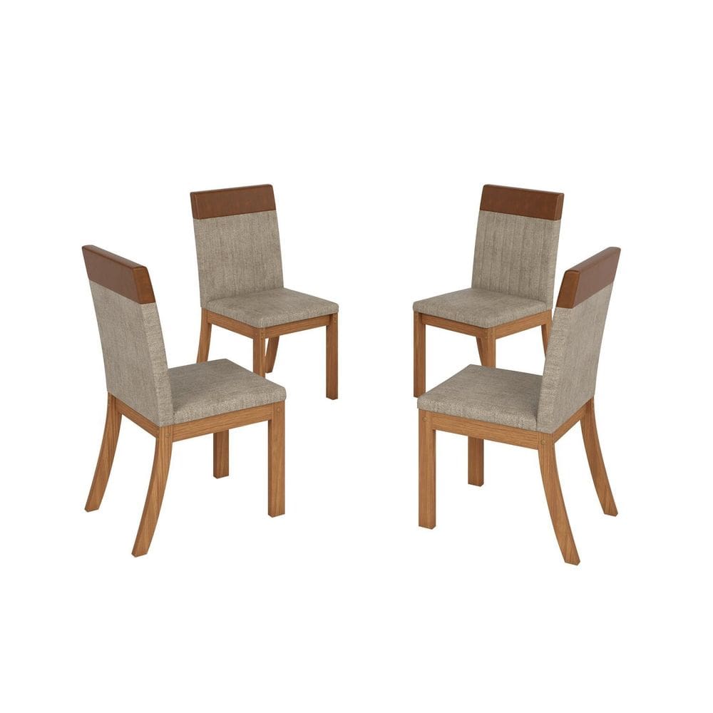 Kit 4 Cadeira Veludo Isa Plus Marrom/Sintético Caramelo/Creme