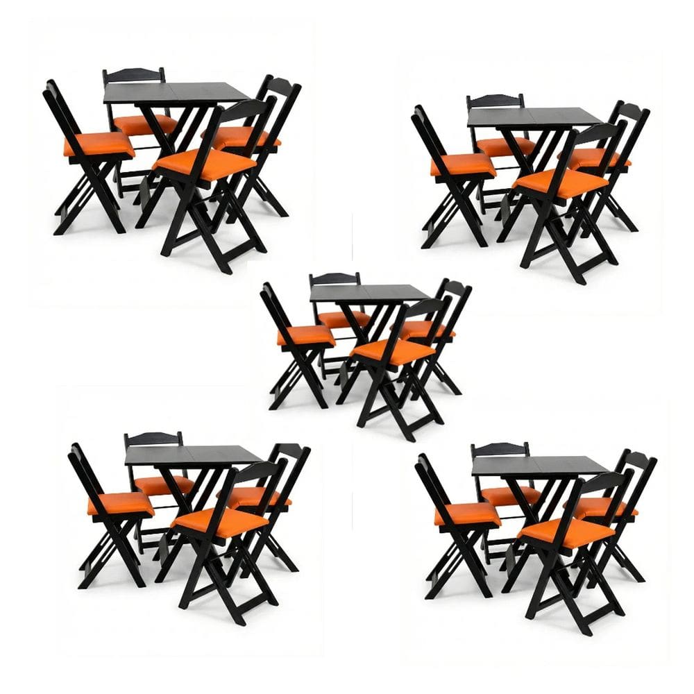 Kit 5 Conjuntos com Estofado Preto