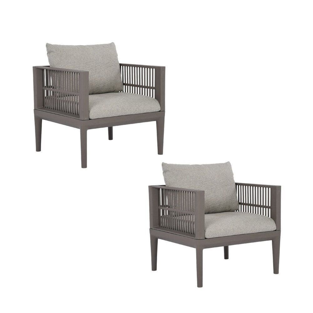 Kit com 2 Sofás 1 Lugar em Polipropileno com Estofado Resistente À Água Maui Cinza