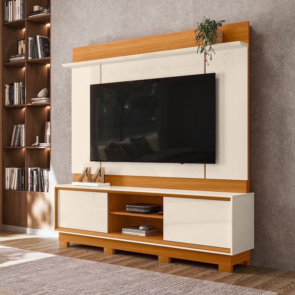 Estante para Tv 75 Polegadas 191cm X 183,5cm Siena Cinamomo/Off White