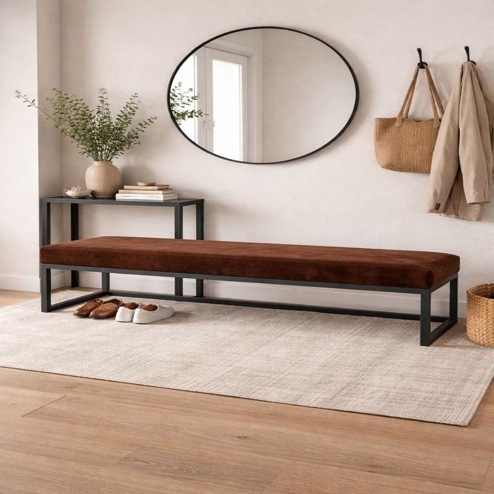 Puff Ted 160 Cm Base Preta Veludo Marrom Marrom/Preto