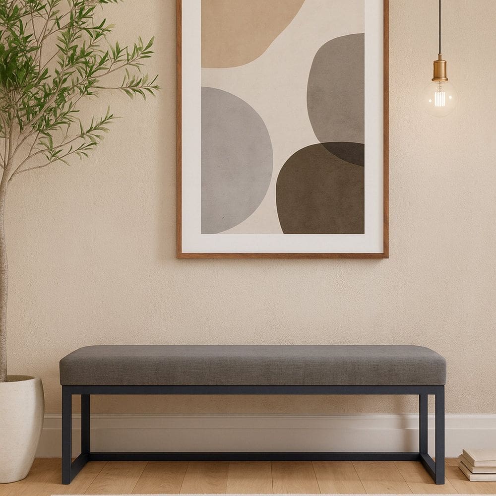 Puff Ted 100 Cm Base Preta Linho Cinza Linho Cinza