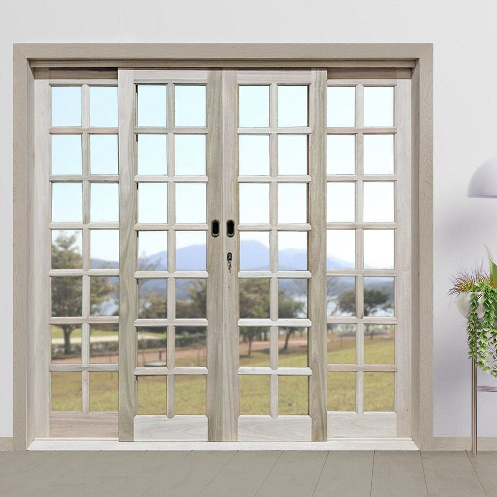 Portal Correr 4 Folhas Reto 210x160 COM Ferragem Somad Natural