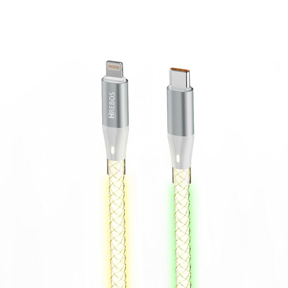 Cabo Turbo Hrebos CB-508I Neon RGB USB-C para Lightng 1m
