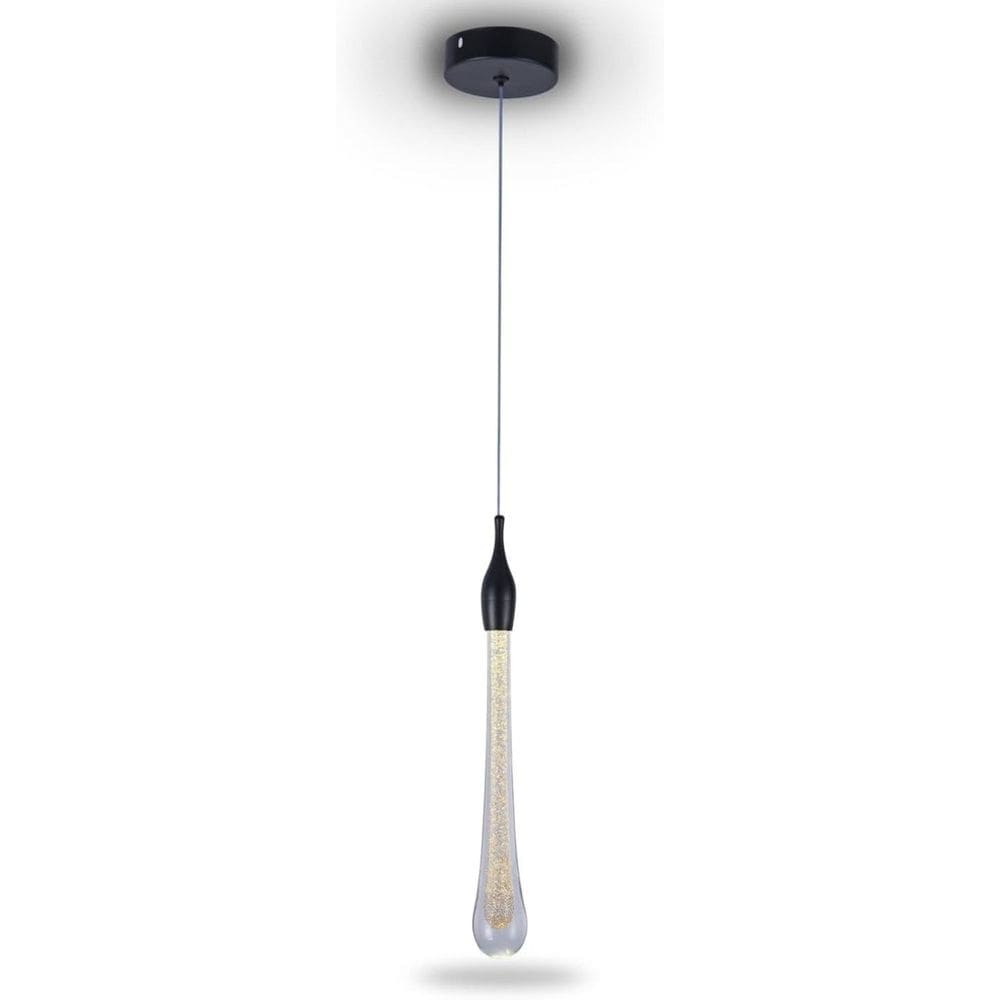 Lustre Pendente Gota Luminária Brilho Cristal Led Domum Preto