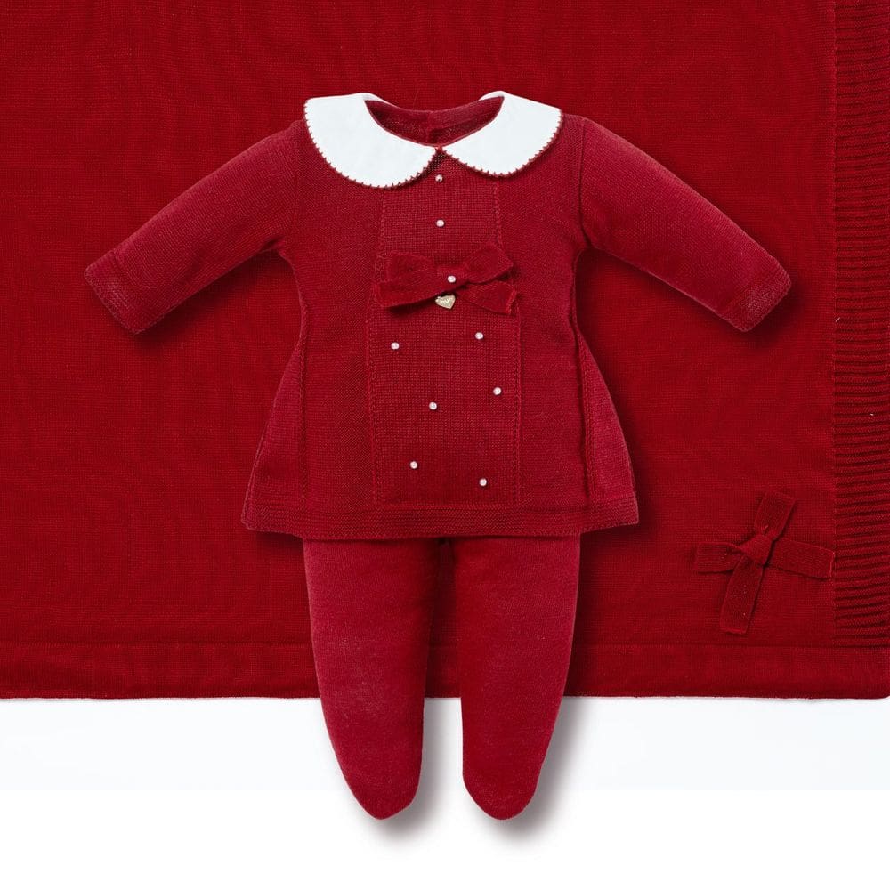 Saída de Maternidade Bebê Menina Vermelho Laço Pérolas- Hug