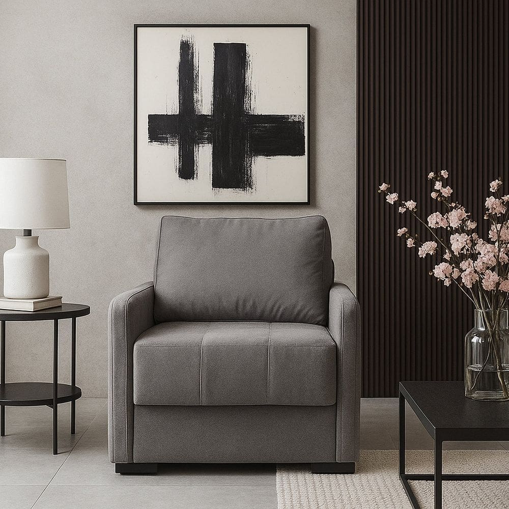 Sofá Cama Solteiro 100cm em Tecido Linho com Matelassê Isis Linho Cinza