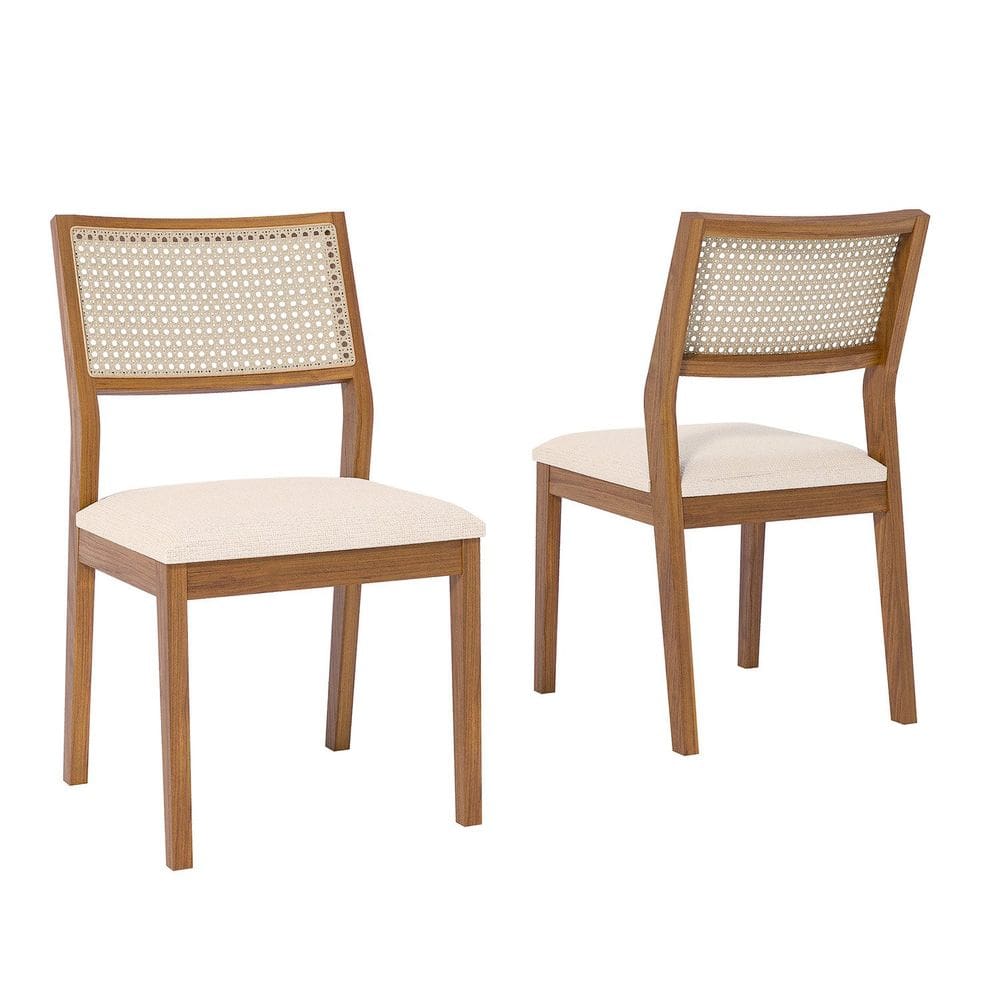 Conjunto 2 Cadeiras para Sala de Jantar em Madeira Tauari Tamarindo MADEIRA/TRAMA BEGE