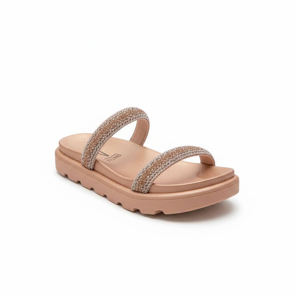 Tamanco Vizzano Slide Bege Ouro Rosado Feminino Casual