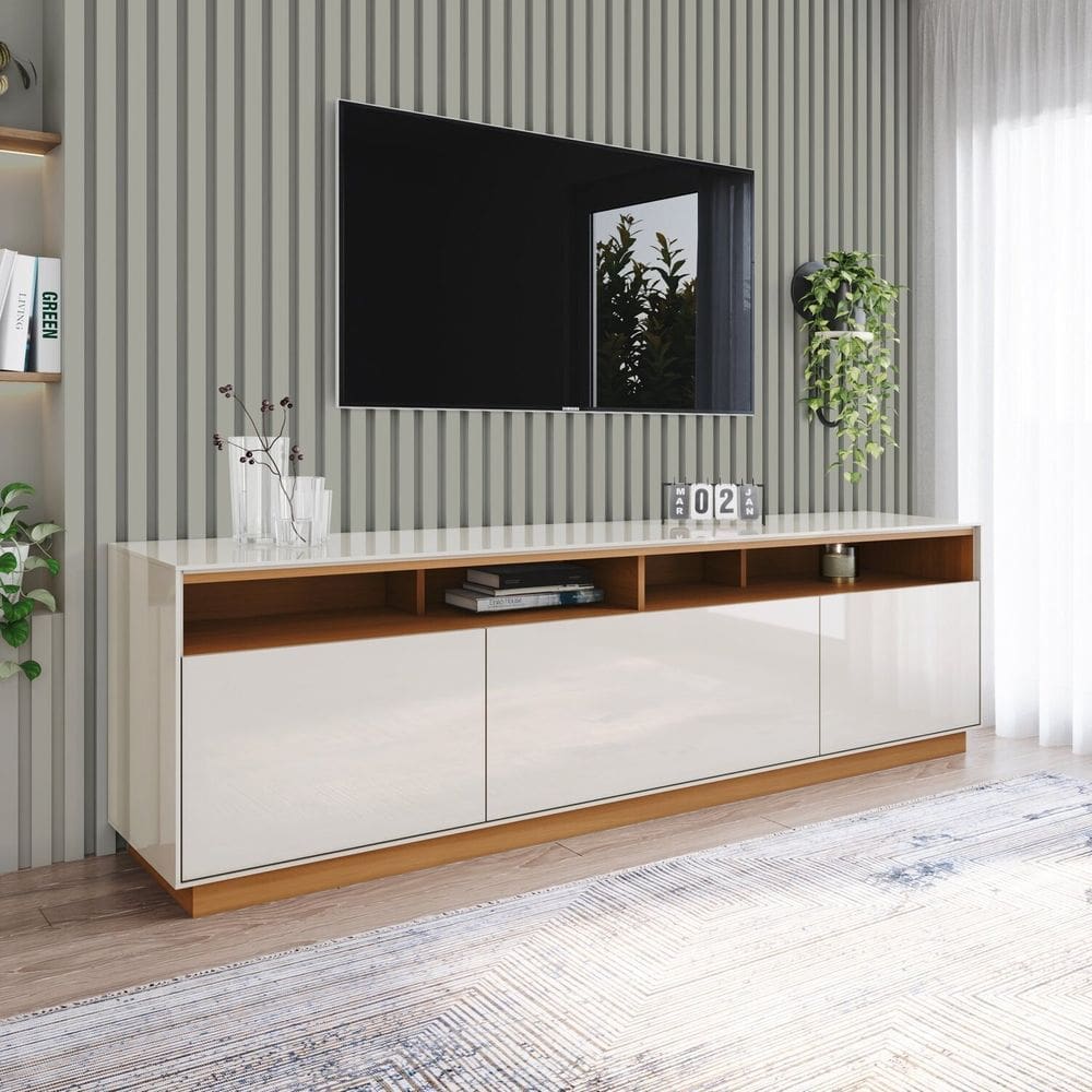 Rack para Tv 180cm 03 Portas Orion Off Whte/Cinamomo